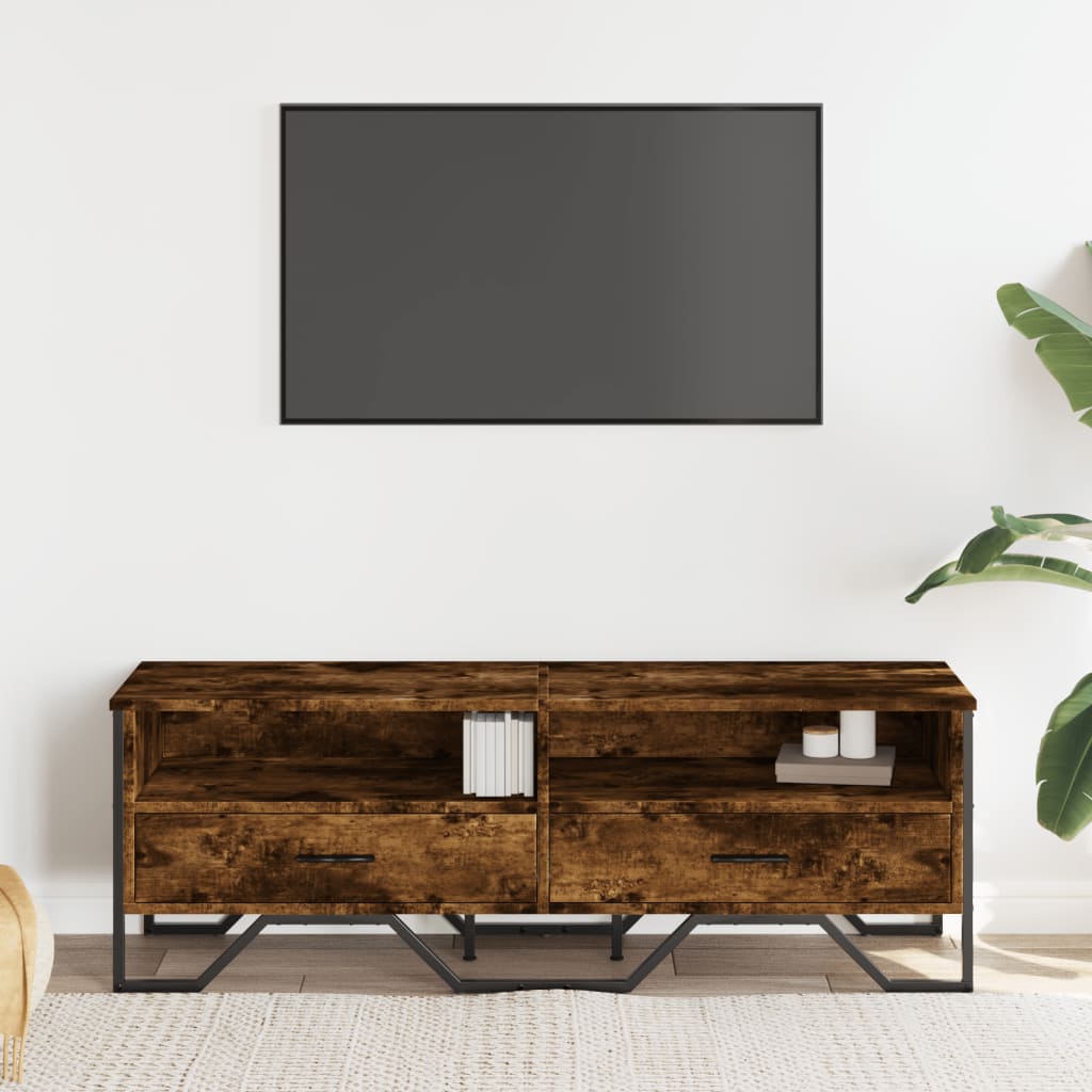 Meuble TV chêne fumé 122x34x41 cm bois d'ingénierie - XIOS