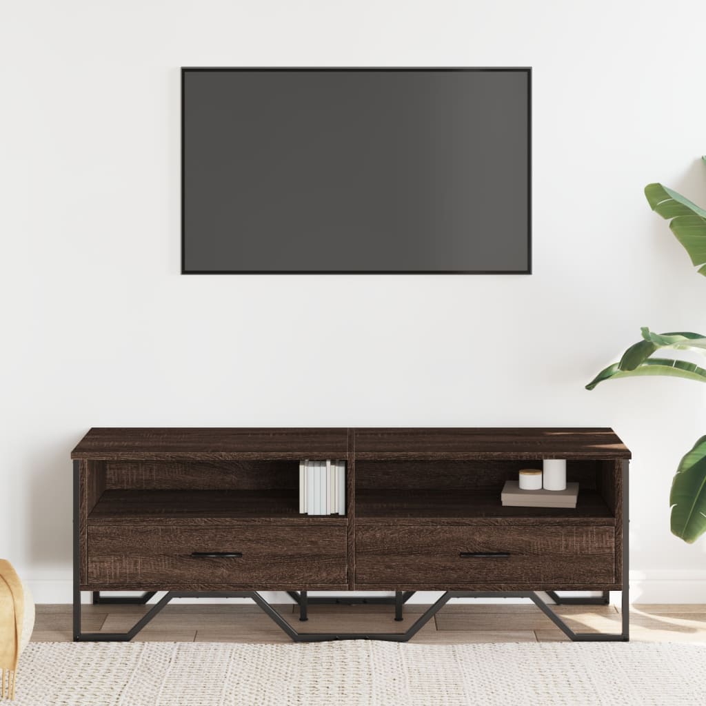 Meuble TV chêne marron 122x34x41 cm bois d'ingénierie - XIOS