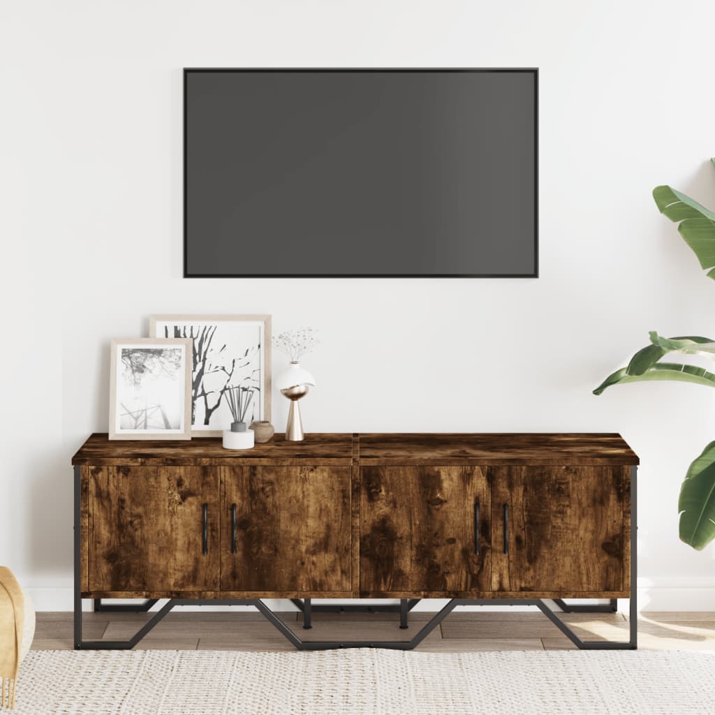 Meuble TV chêne fumé 122x34x41 cm bois d'ingénierie - XIOS