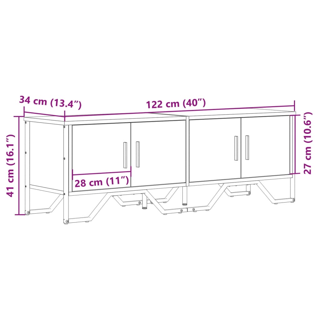 Meuble TV chêne fumé 122x34x41 cm bois d'ingénierie - XIOS