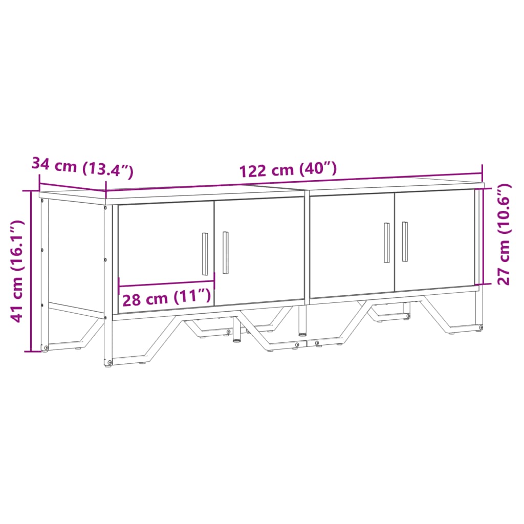 Meuble TV chêne marron 122x34x41 cm bois d'ingénierie - XIOS