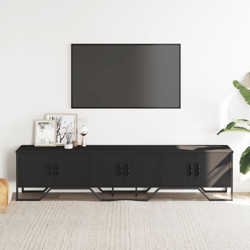 Meuble TV noir 180x34x41 cm bois d'ingénierie - XIOS
