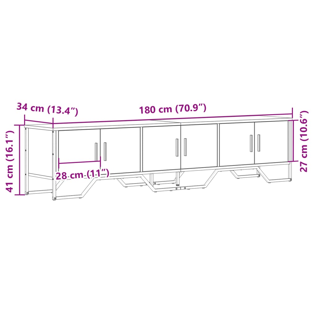Meuble TV sonoma gris 180x34x41 cm bois d'ingénierie - XIOS
