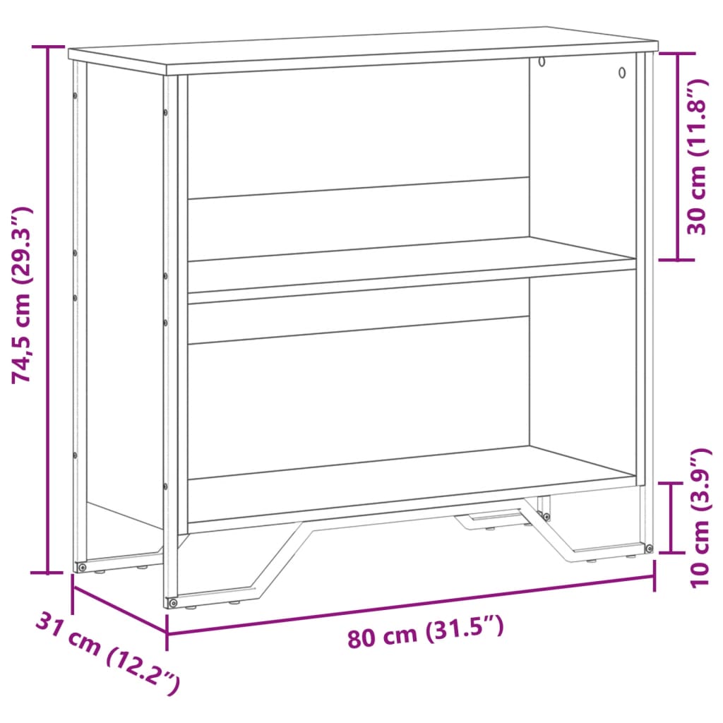 Bibliothèque chêne fumé 80x31x74,5 cm bois d'ingénierie - XIOS