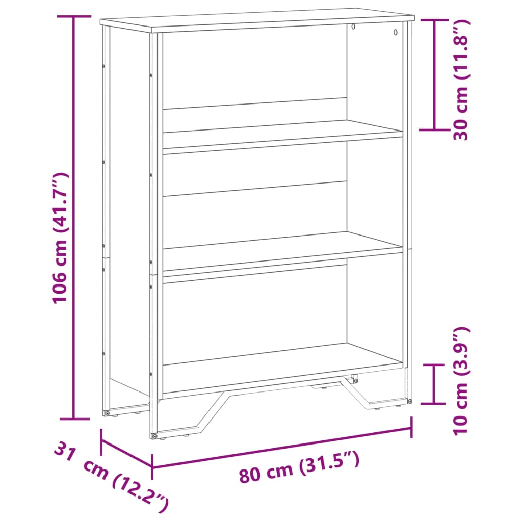 Bibliothèque noir 80x31x106 cm bois d'ingénierie - XIOS