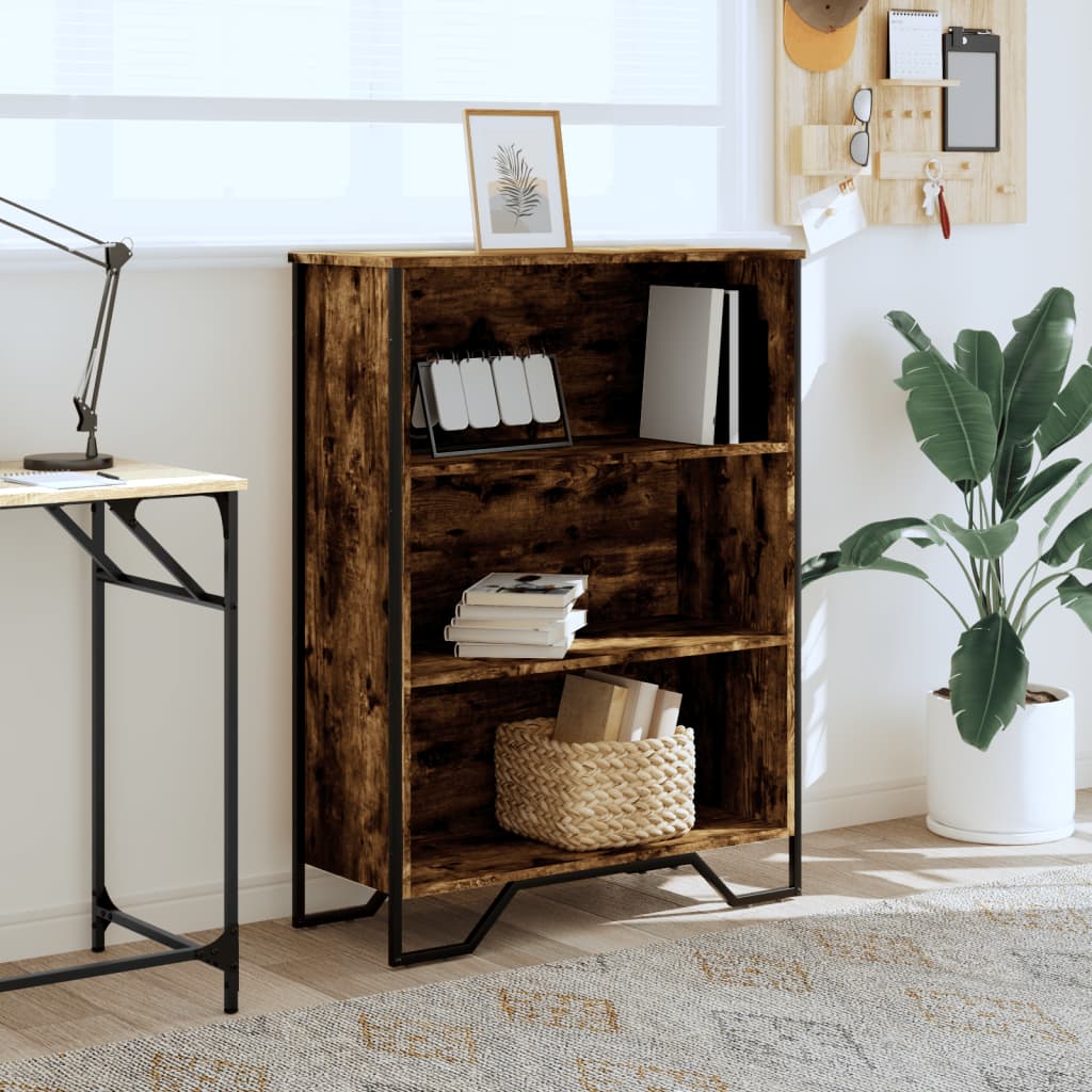 Bibliothèque chêne fumé 80x31x106 cm bois d'ingénierie - XIOS