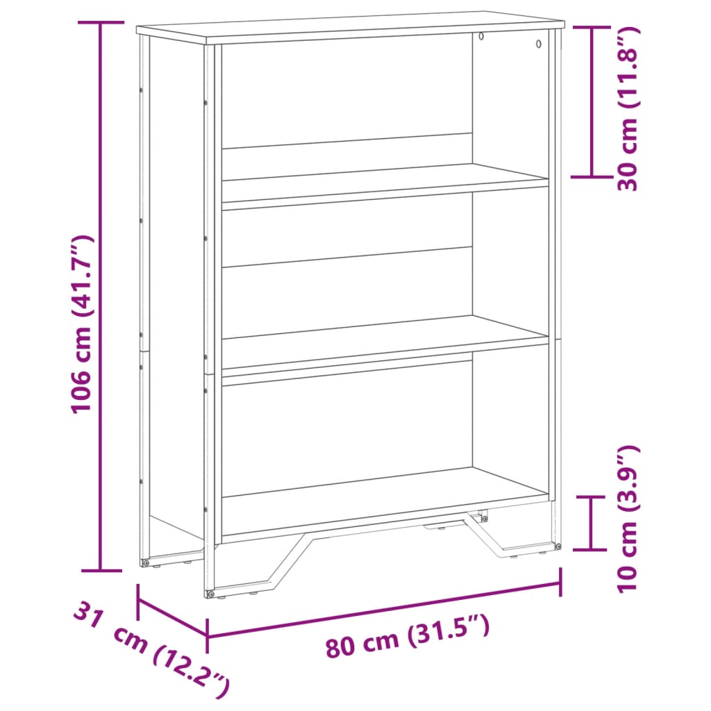 Bibliothèque chêne fumé 80x31x106 cm bois d'ingénierie - XIOS