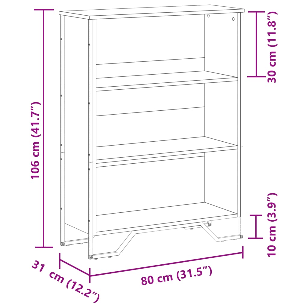 Bibliothèque sonoma gris 80x31x106 cm bois d'ingénierie - XIOS