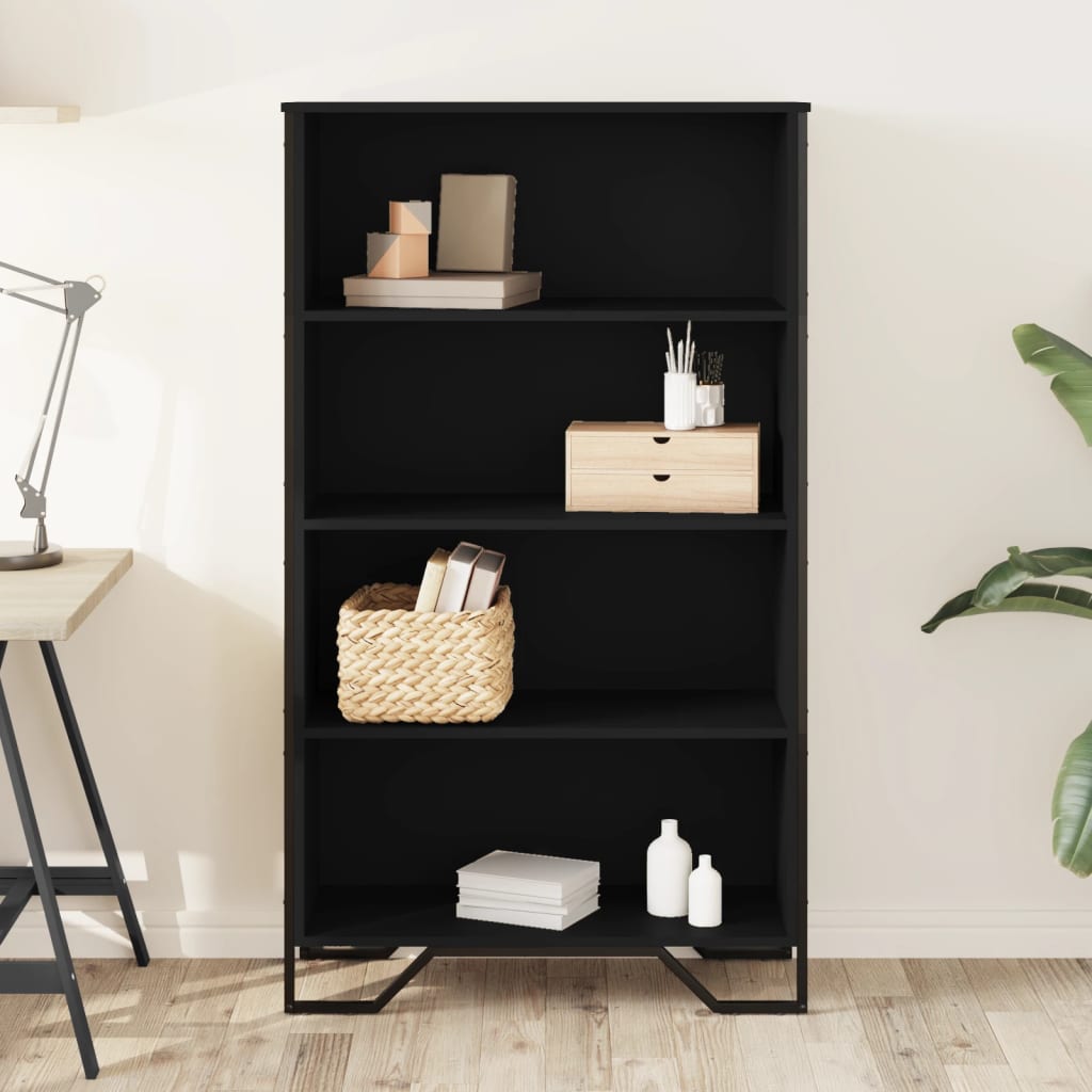 Bibliothèque noir 80x31x137,5 cm bois d'ingénierie - XIOS