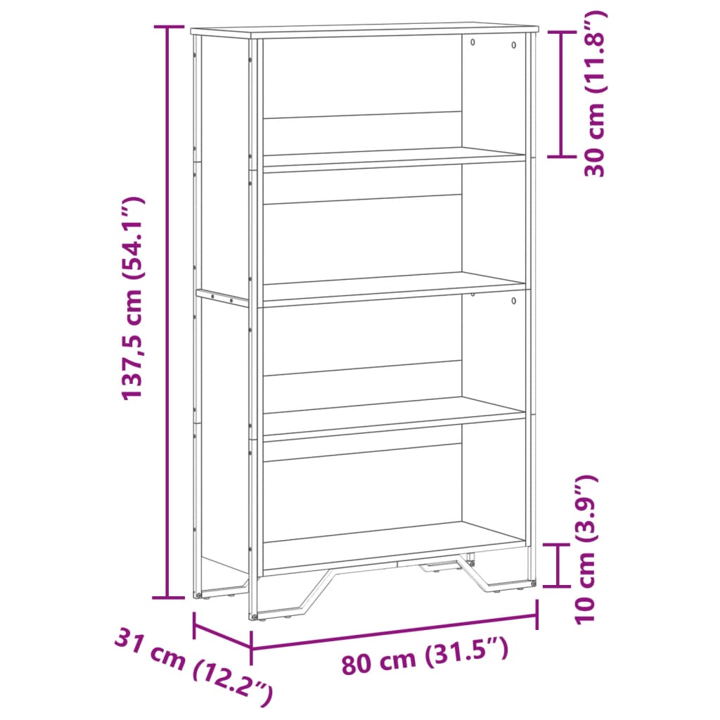 Bibliothèque chêne sonoma 80x31x137,5 cm bois d'ingénierie - XIOS