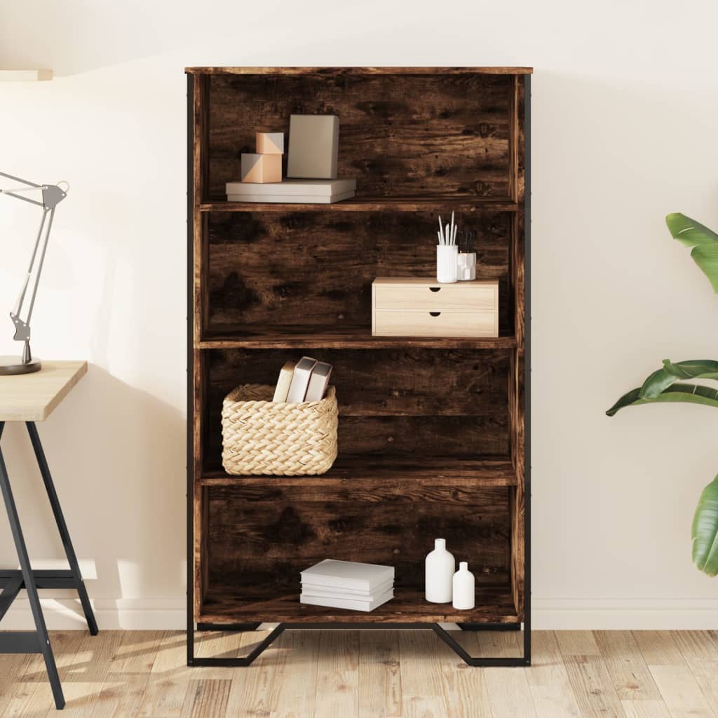 Bibliothèque chêne fumé 80x31x137,5 cm bois d'ingénierie - XIOS