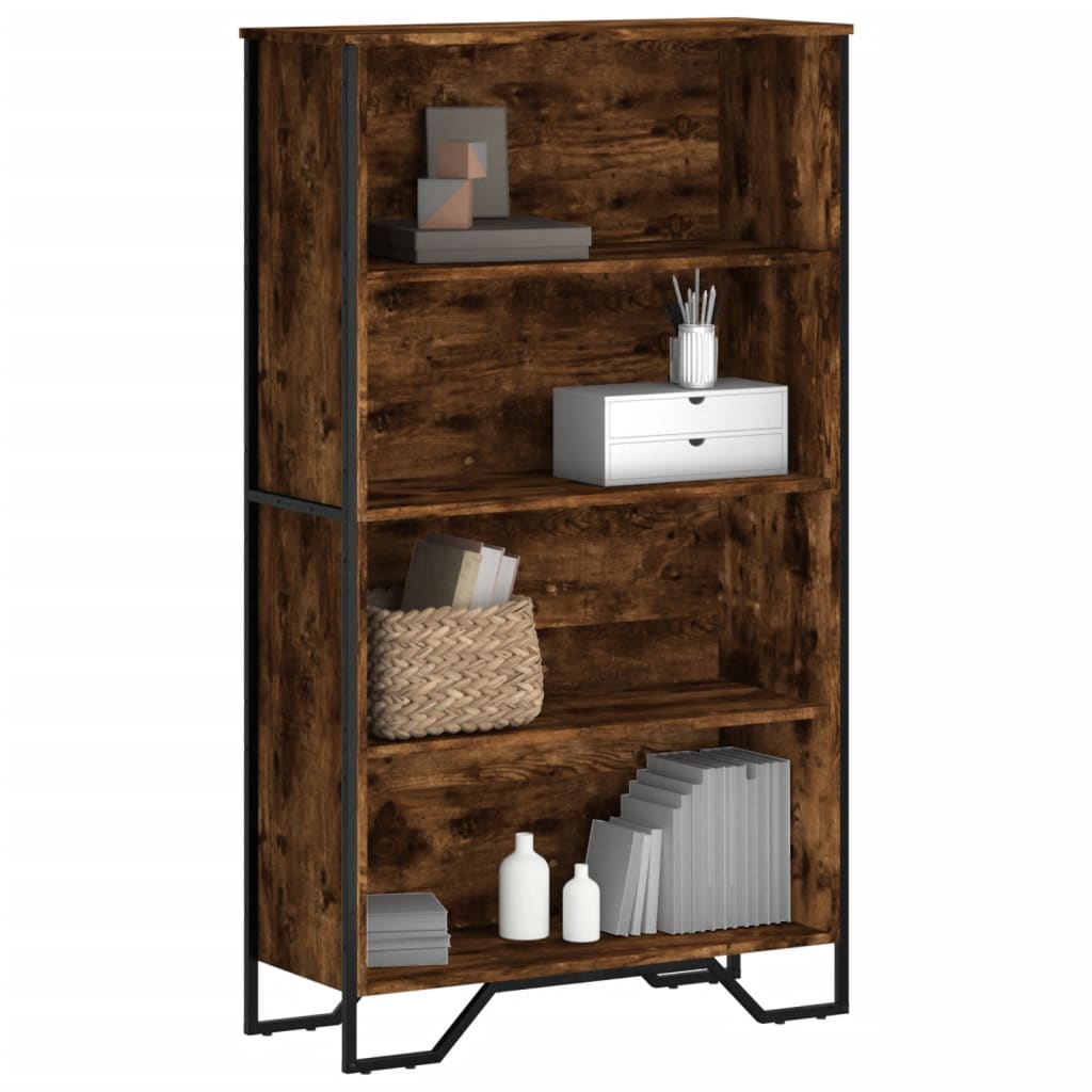 Bibliothèque chêne fumé 80x31x137,5 cm bois d'ingénierie - XIOS