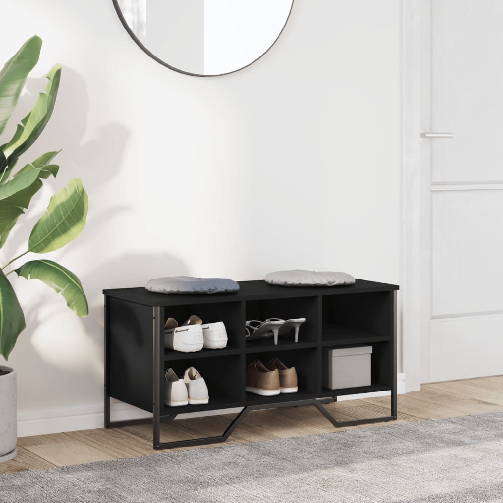 Armoire à chaussures noir 90x38x45,5 cm bois d'ingénierie - XIOS
