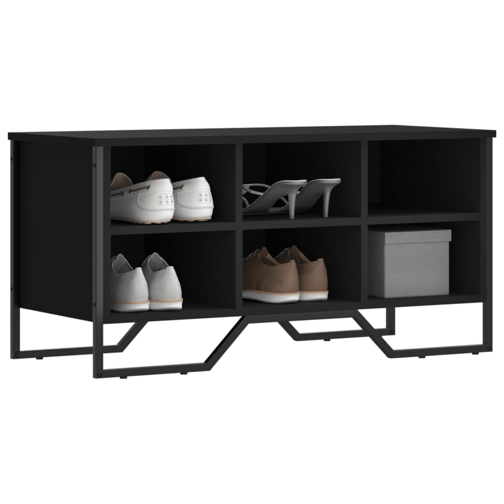 Armoire à chaussures noir 90x38x45,5 cm bois d'ingénierie - XIOS