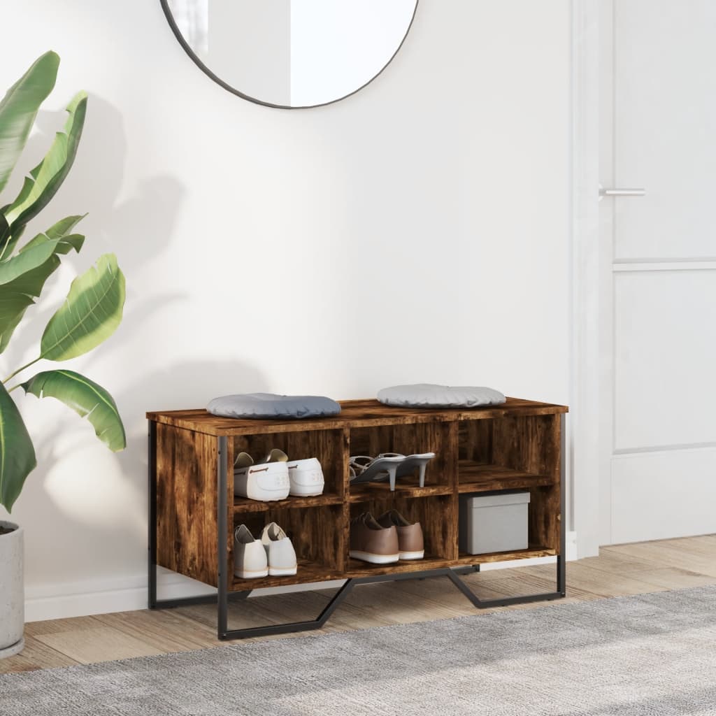 Armoire à chaussures chêne fumé 90x38x45,5 cm bois d'ingénierie - XIOS