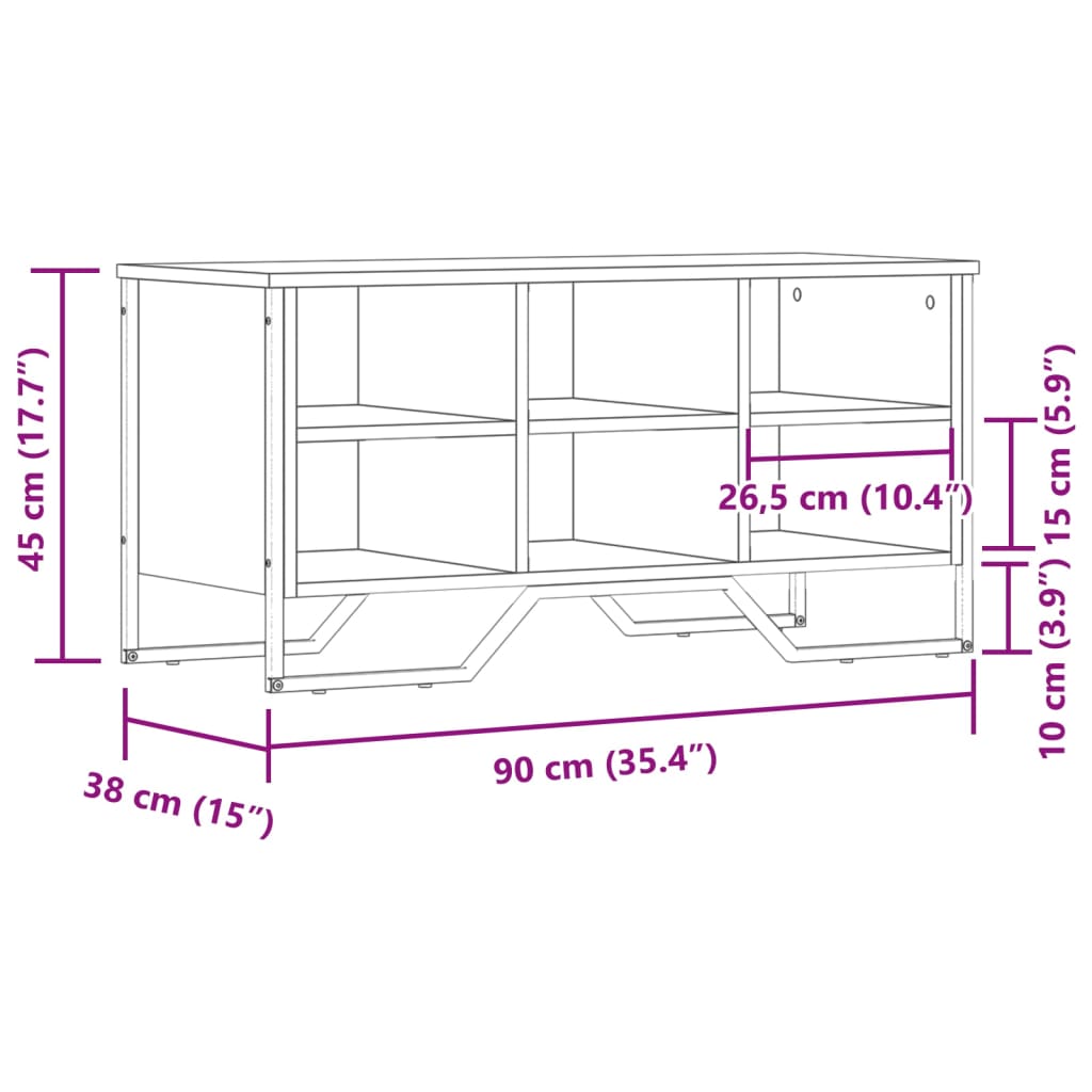 Armoire à chaussures chêne fumé 90x38x45,5 cm bois d'ingénierie - XIOS