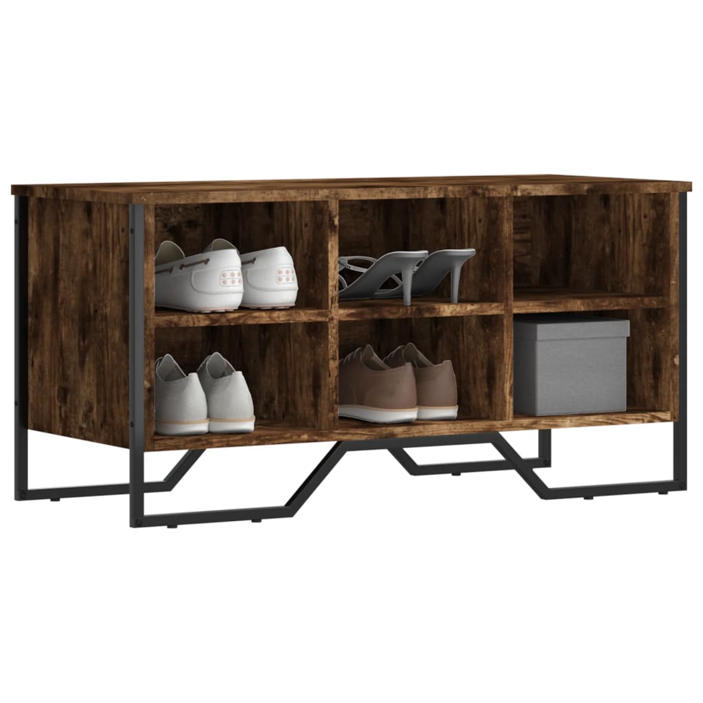 Armoire à chaussures chêne fumé 90x38x45,5 cm bois d'ingénierie - XIOS