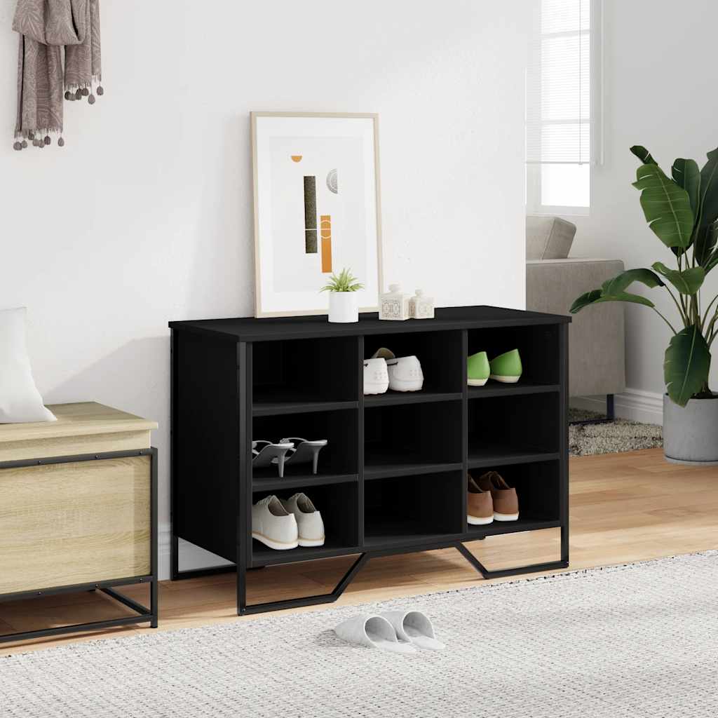 Armoire à chaussures noir 90x38x61,5 cm bois d'ingénierie - XIOS