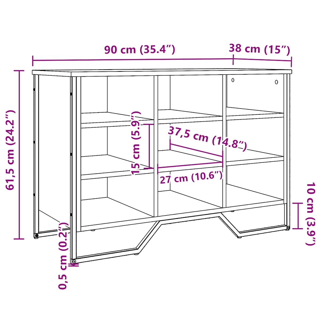 Armoire à chaussures chêne sonoma 90x38x61,5 cm bois ingénierie - XIOS
