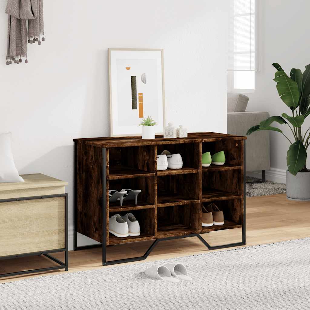 Armoire à chaussures chêne fumé 90x38x61,5 cm bois d'ingénierie - XIOS