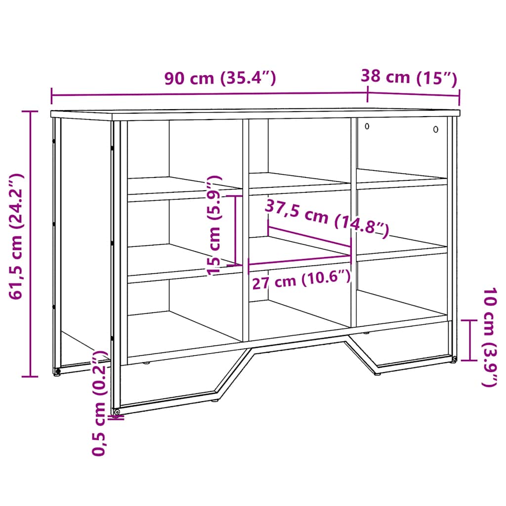 Armoire à chaussures chêne fumé 90x38x61,5 cm bois d'ingénierie - XIOS