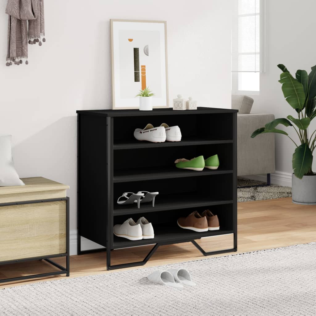 Armoire à chaussures noir 80x38x78 cm bois d'ingénierie - XIOS