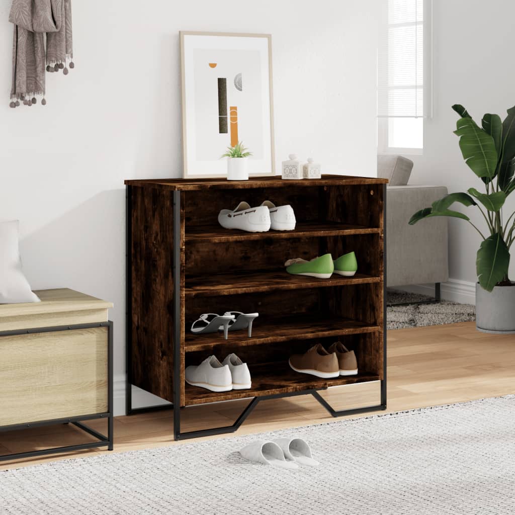 Armoire à chaussures chêne fumé 80x38x78 cm bois d'ingénierie - XIOS