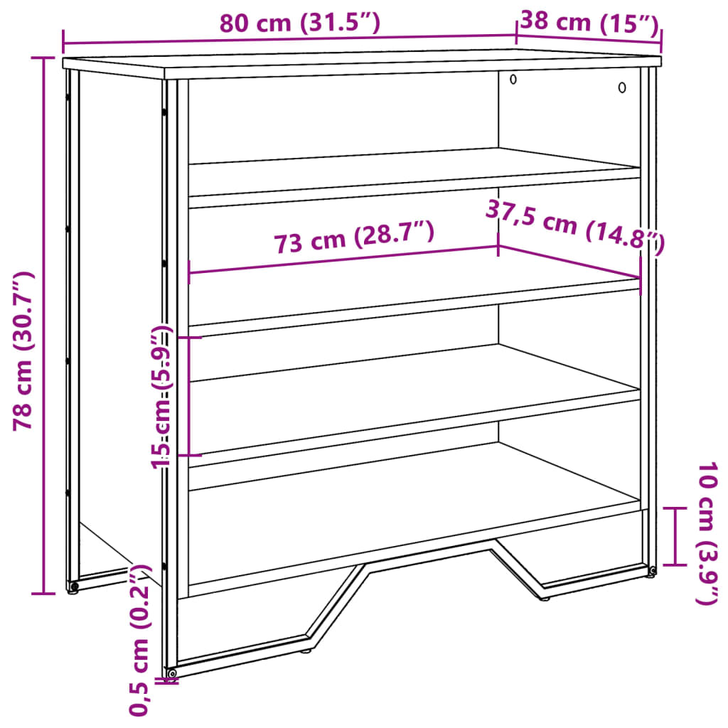 Armoire à chaussures chêne fumé 80x38x78 cm bois d'ingénierie - XIOS