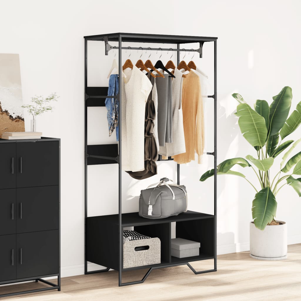 Armoire noir 90x50x180 cm bois d’ingénierie - XIOS