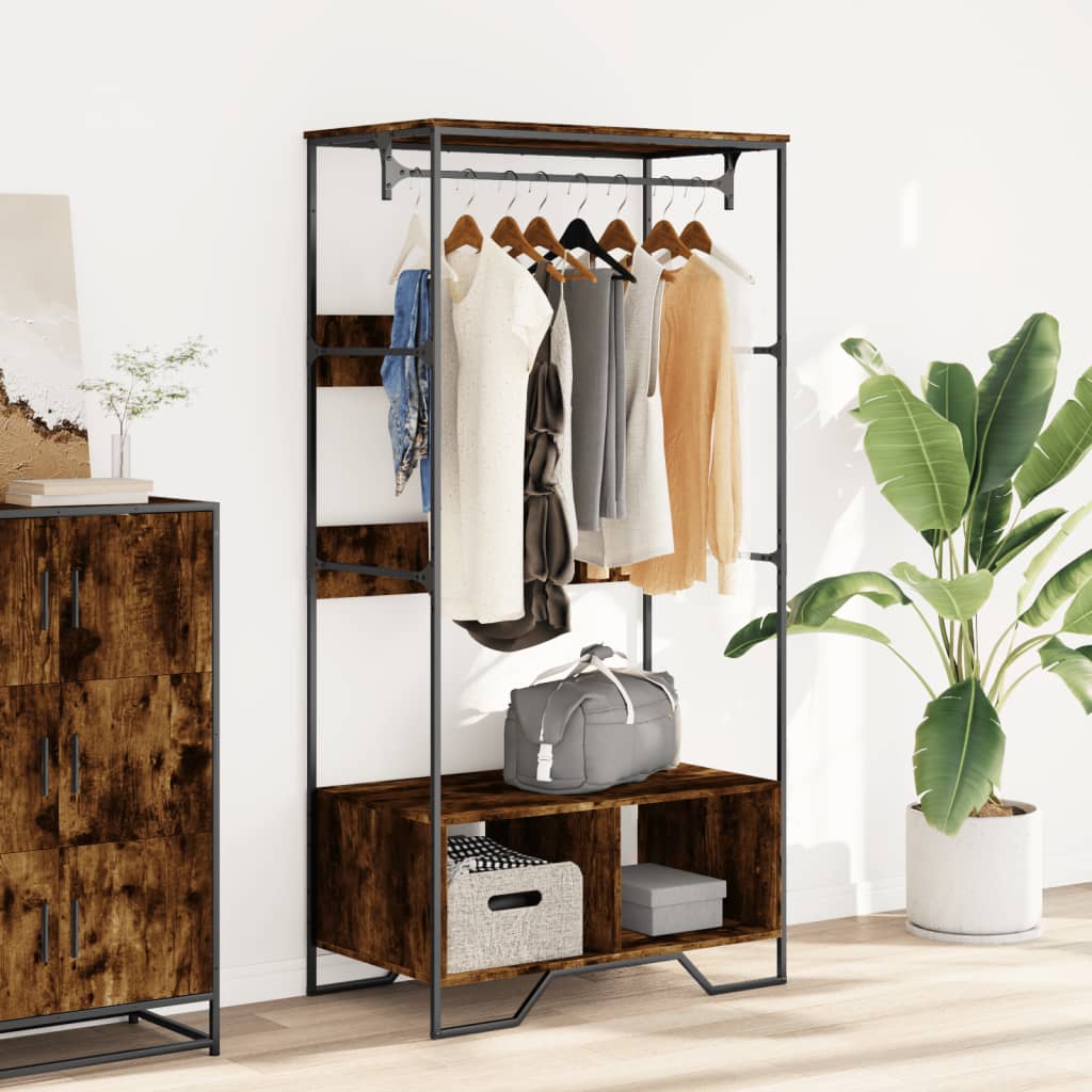 Armoire chêne fumé 90x50x180 cm bois d'ingénierie - XIOS
