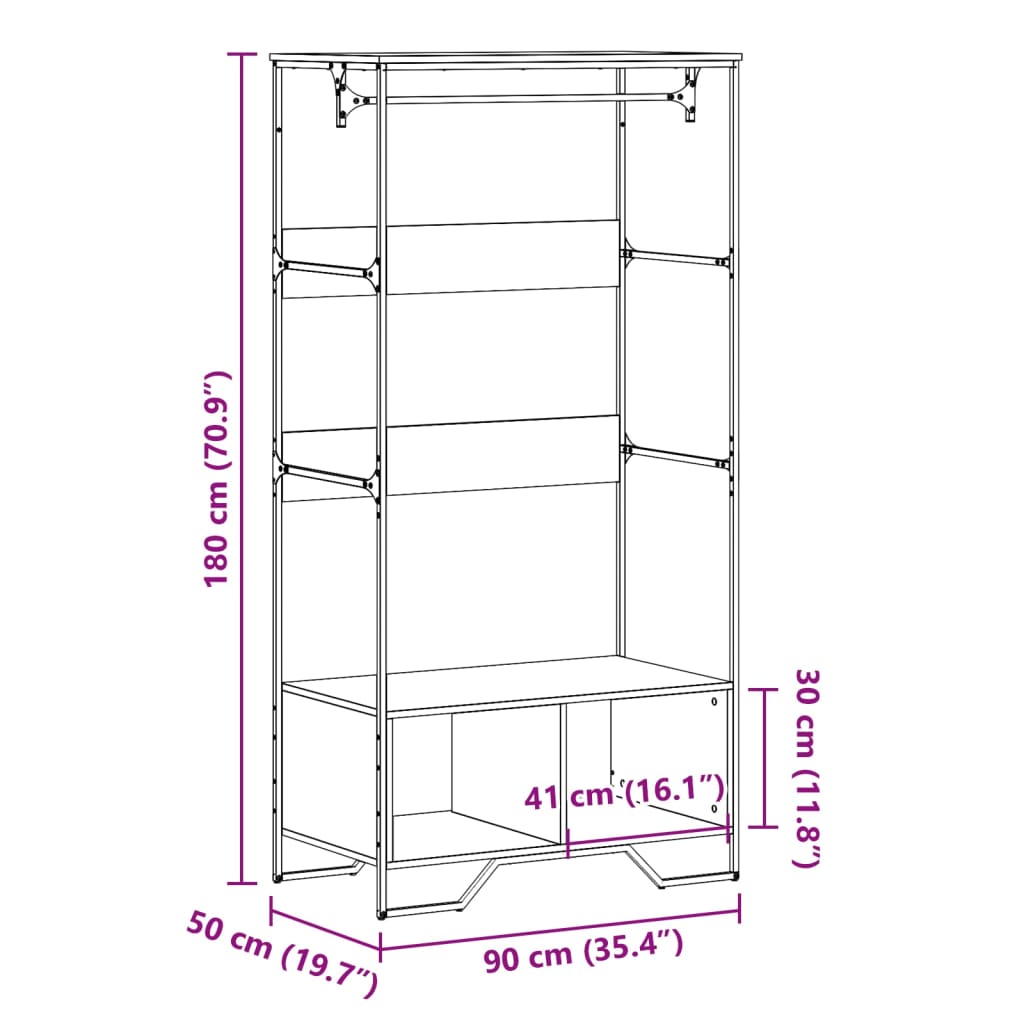 Armoire chêne fumé 90x50x180 cm bois d'ingénierie - XIOS