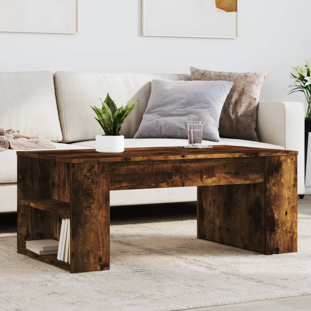Table basse chêne fumé 102x55x42 cm bois d'ingénierie - XIOS