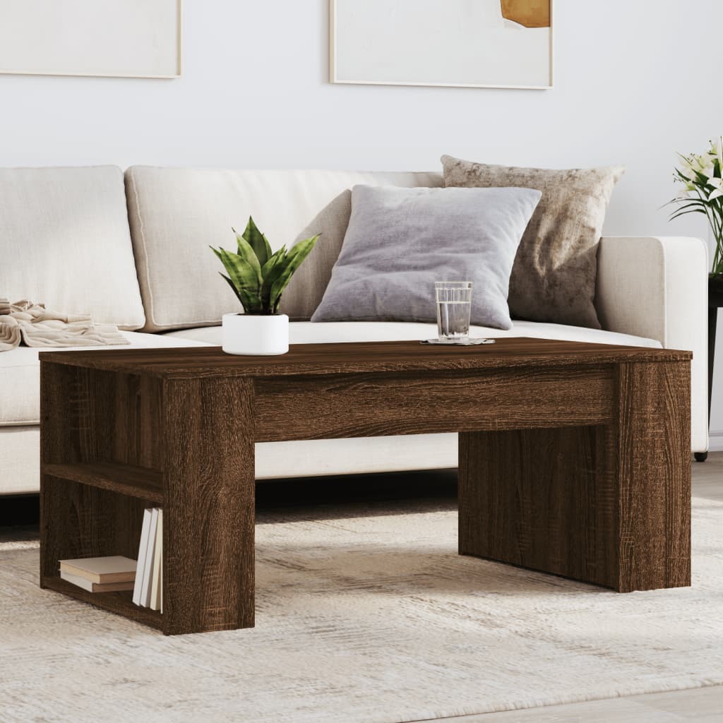 Table basse chêne marron 102x55x42 cm bois d'ingénierie - XIOS