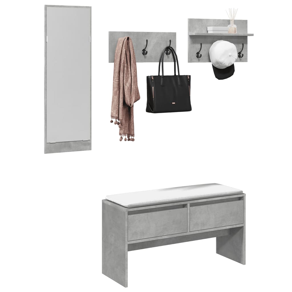 Ensemble de meubles de couloir 4 pcs gris béton bois ingénierie - XIOS