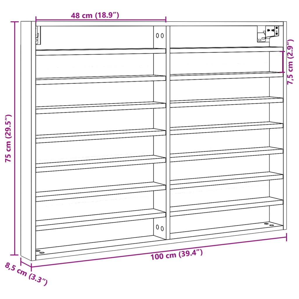 Armoire à vitrine blanc 100x8,5x75 cm bois d'ingénierie - XIOS