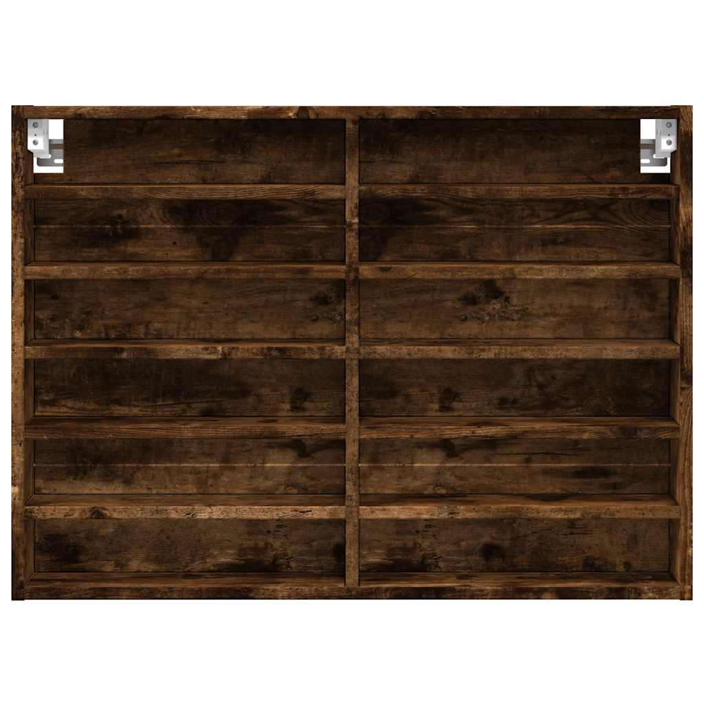 Armoire à vitrine chêne fumé 80x8,5x58 cm bois d'ingénierie