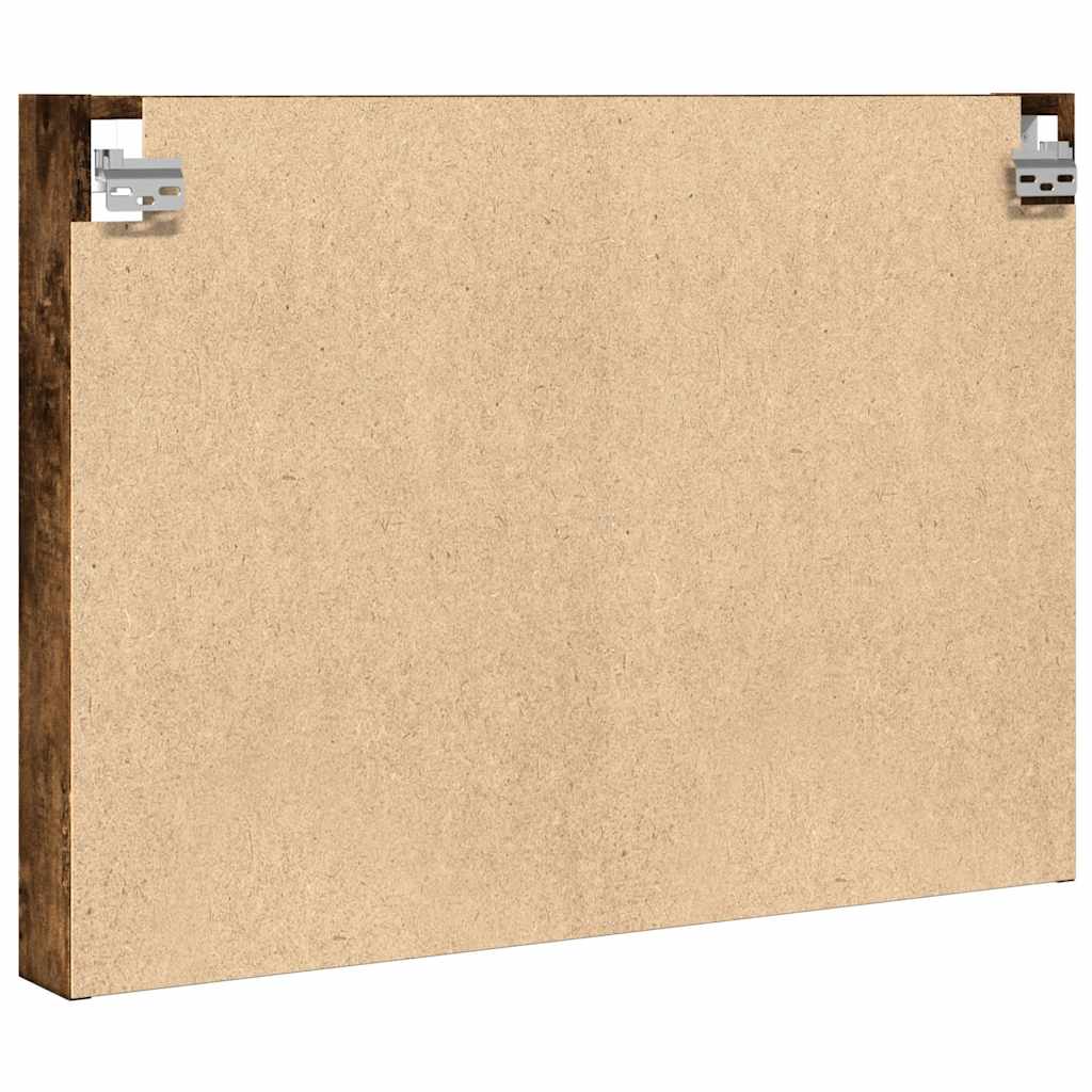 Armoire à vitrine chêne fumé 80x8,5x58 cm bois d'ingénierie