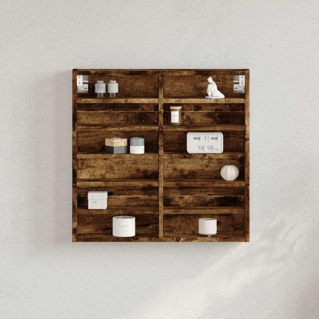 Armoire à vitrine chêne fumé 60x8,5x58 cm bois d'ingénierie Étagères murales & corniches vidaXL