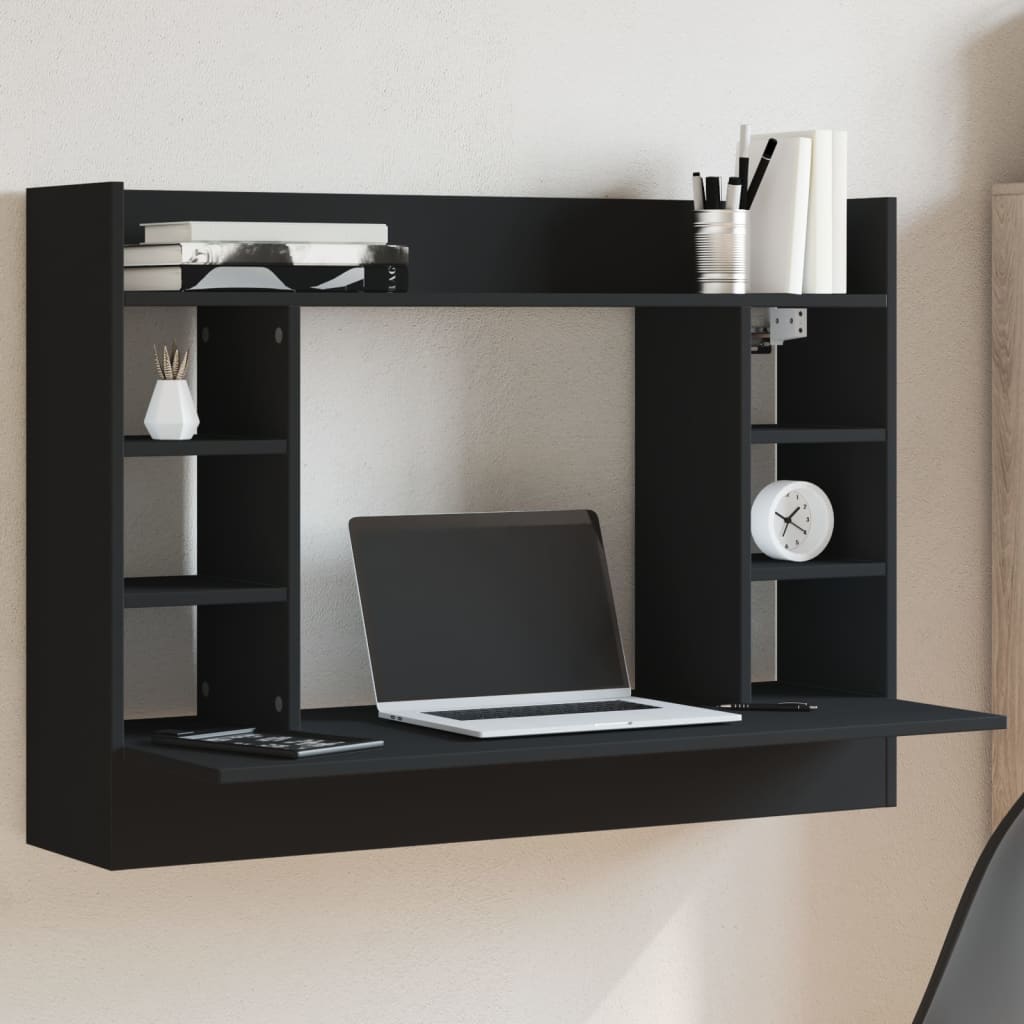 Bureau mural noir 105x48x75 cm bois d'ingénierie Bureaux vidaXL