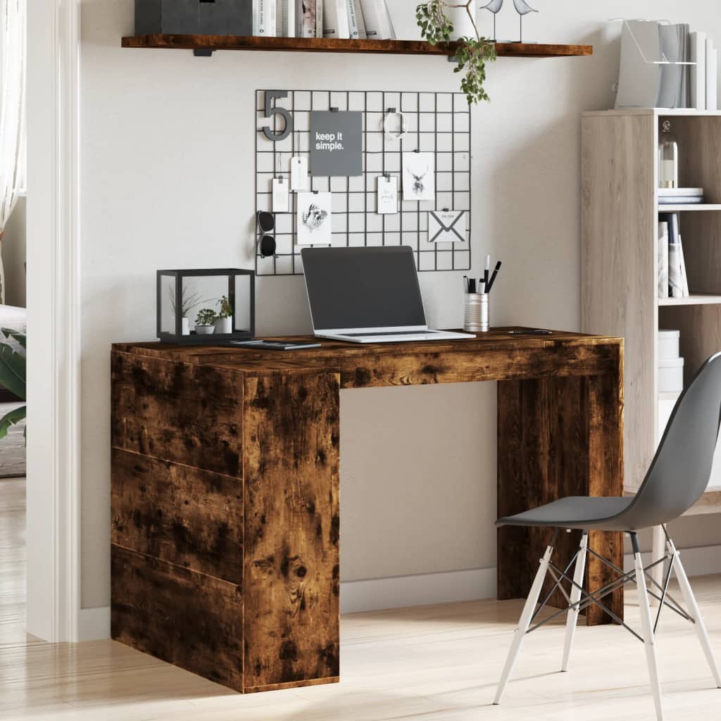 Bureau chêne fumé 123,5x73,5x75 cm bois d'ingénierie Bureaux vidaXL