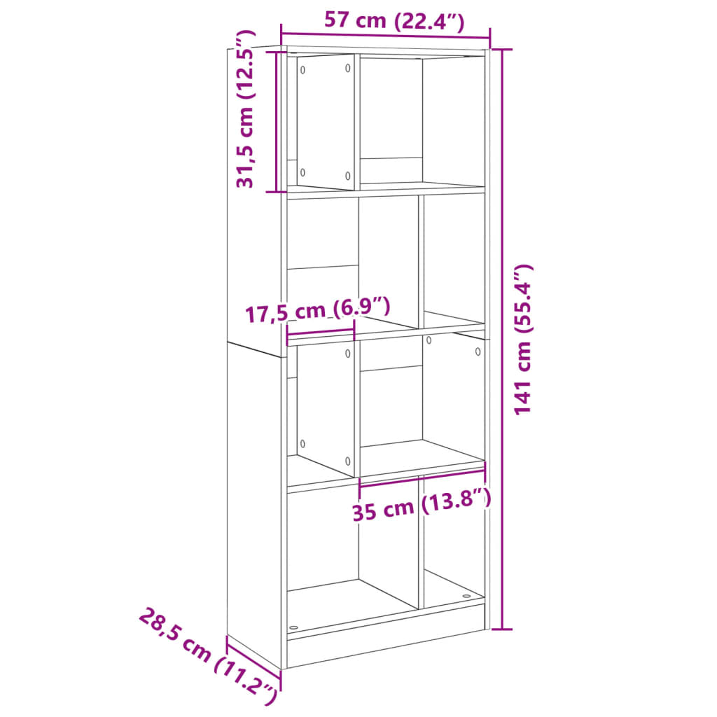 Bibliothèque blanc 57x28,5x141 cm bois d'ingénierie - XIOS