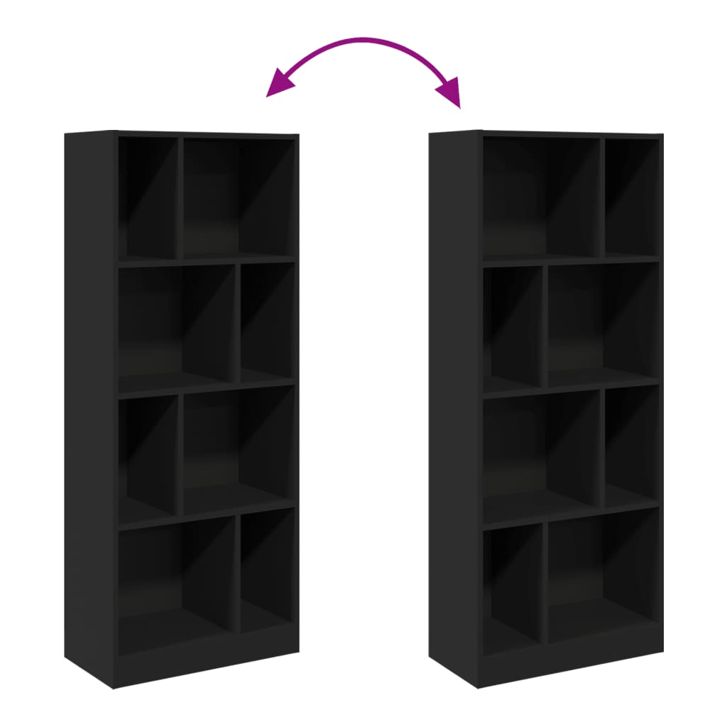Bibliothèque noir 57x28,5x141 cm bois d'ingénierie - XIOS