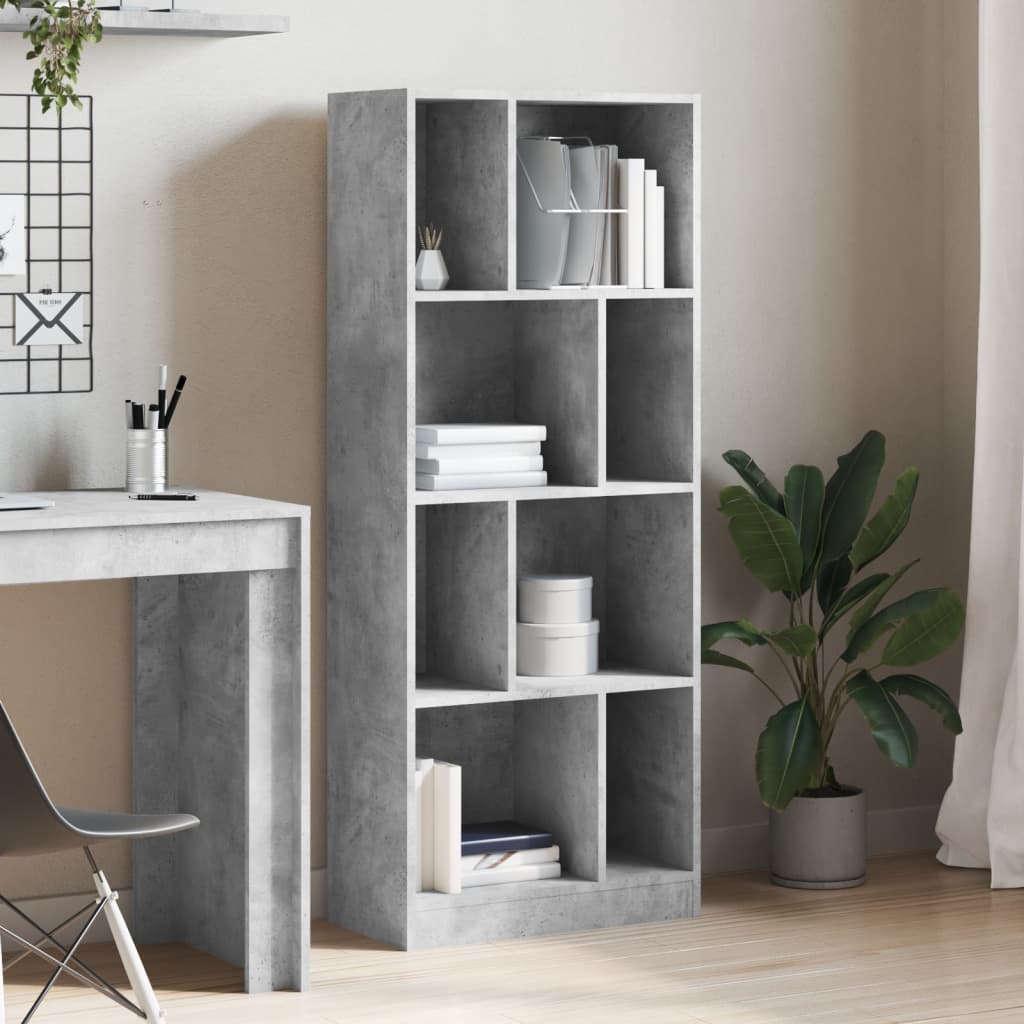 Bibliothèque gris béton 57x28,5x141 cm bois d'ingénierie - XIOS