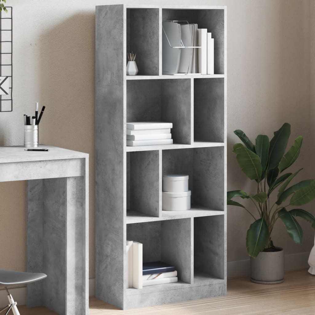 Bibliothèque gris béton 57x28,5x141 cm bois d'ingénierie - XIOS