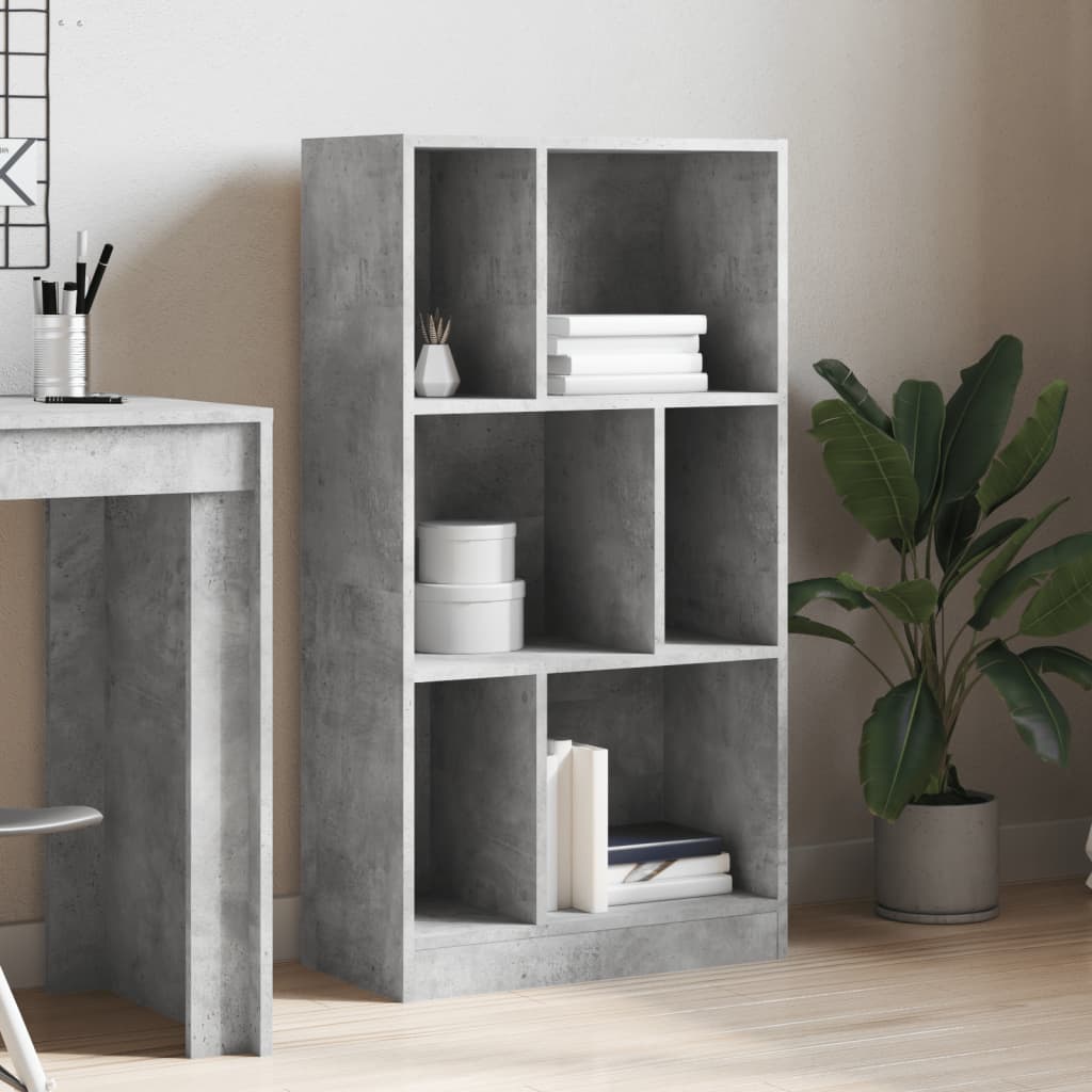 Bibliothèque gris béton 57x28,5x107,5 cm bois d'ingénierie - XIOS