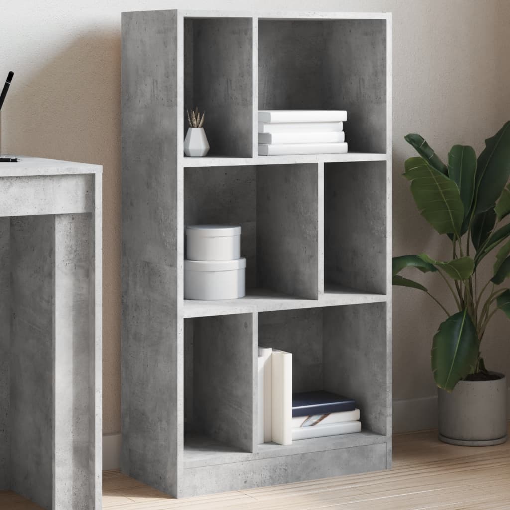 Bibliothèque gris béton 57x28,5x107,5 cm bois d'ingénierie - XIOS