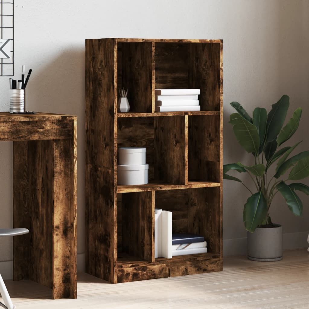 Bibliothèque chêne fumé 57x28,5x107,5 cm bois d'ingénierie - XIOS