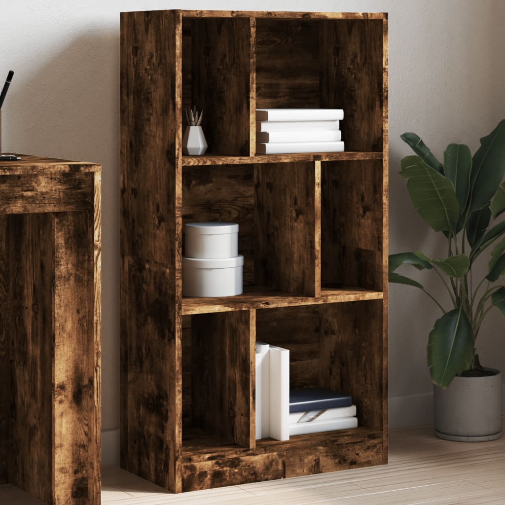 Bibliothèque chêne fumé 57x28,5x107,5 cm bois d'ingénierie - XIOS
