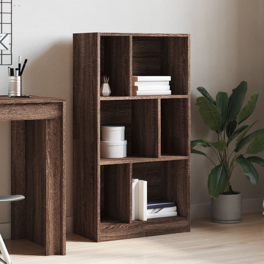 Bibliothèque chêne marron 57x28,5x107,5 cm bois d'ingénierie - XIOS