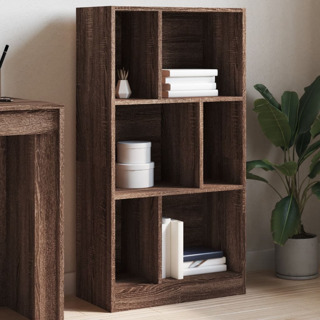 Bibliothèque chêne marron 57x28,5x107,5 cm bois d'ingénierie - XIOS